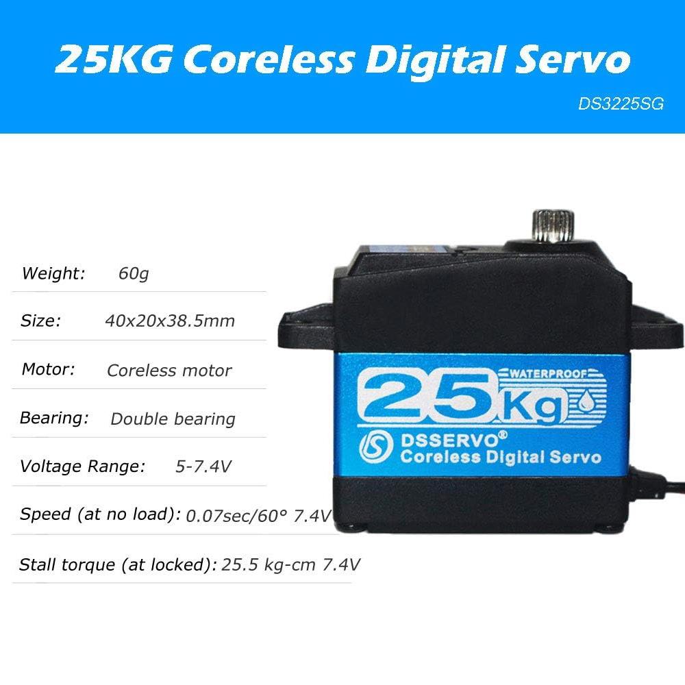 DS3225SG 25KG 180° Metal Gear Coreless Digital Servo Motor – High Torque for Arduino & RC