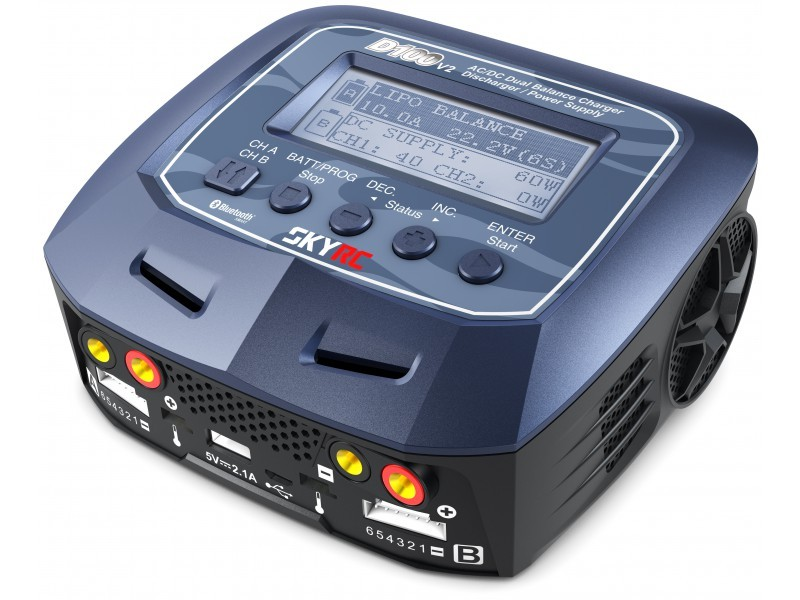 SKYRC D100 V2 2x100W 10A AC/DC Dual Balance Charger / Discharger / Power Supply