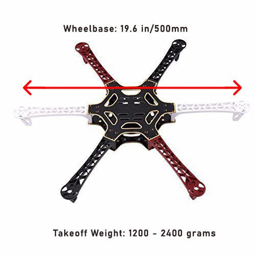 6-Axis 500 DJI Hexacopter Frame Airframe kit, Integrated PCB Wiring for DJI, KK, MK, MWC