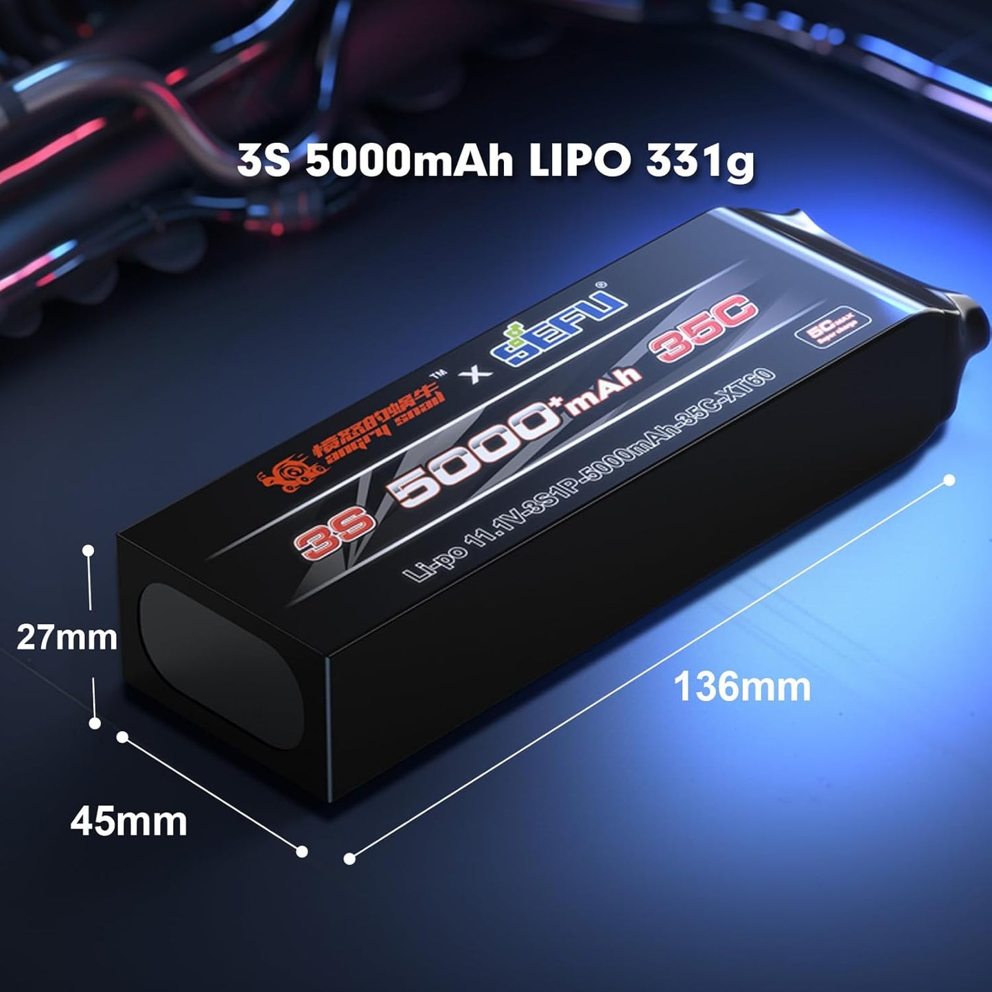 LIPO BATTERY MJX 3S 35C 11.1V 5000MAH XT60 Plug