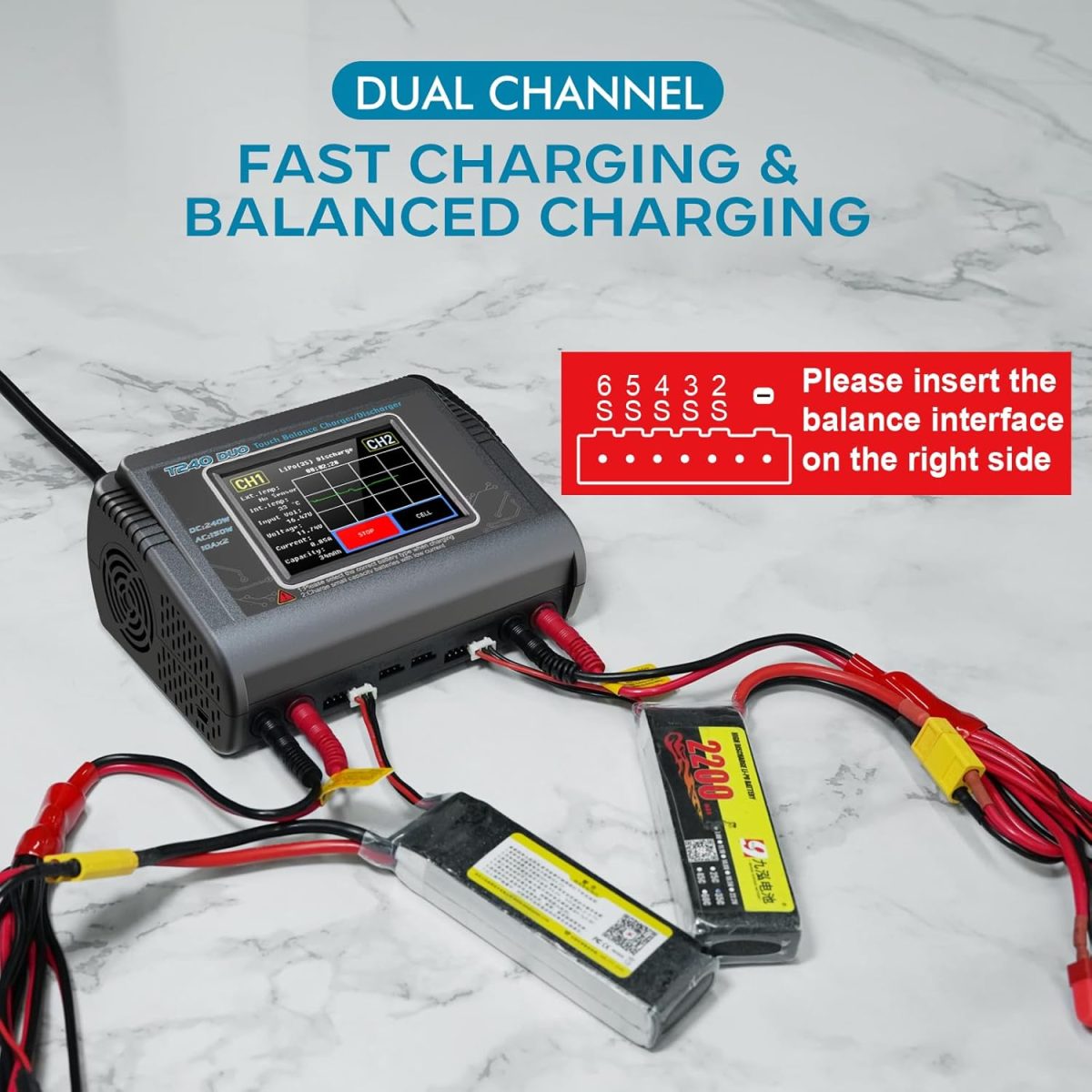 LiFe Lipo Battery Charger T240 Duo RC Charger Discharger AC 150W DC 240W 10A Dual Channel Charger for RC Model Pb