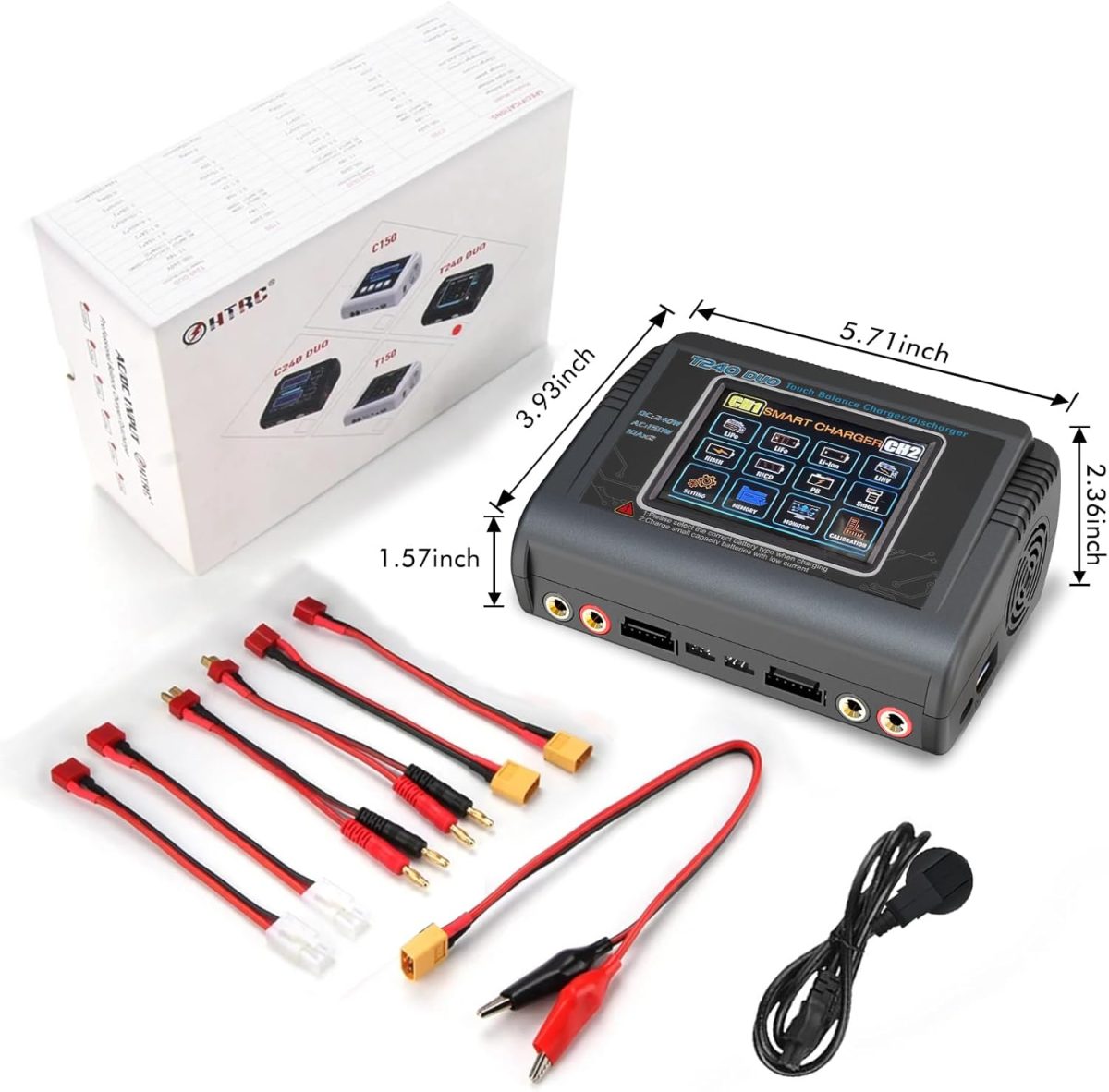 LiFe Lipo Battery Charger T240 Duo RC Charger Discharger AC 150W DC 240W 10A Dual Channel Charger for RC Model Pb