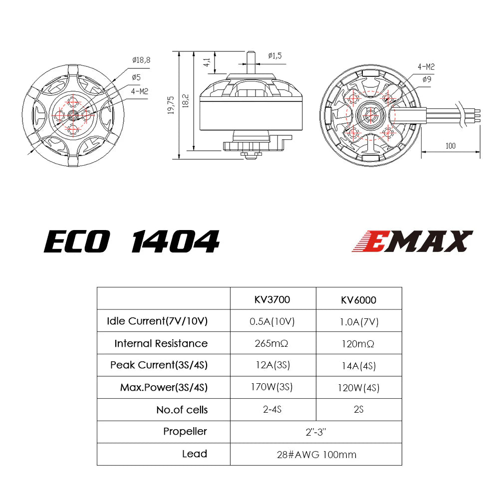 EMAX ECO 1404 3700KV Brushless Motor