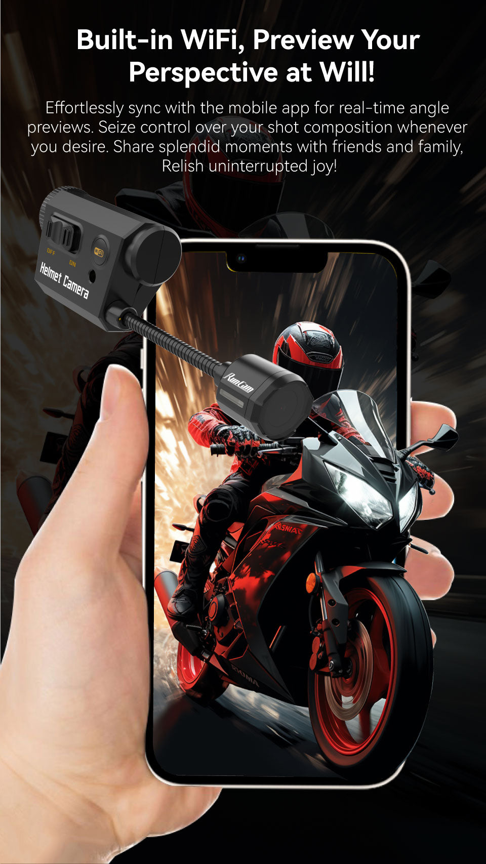 RunCam Helmet Camera Recorder with Long Battery Life