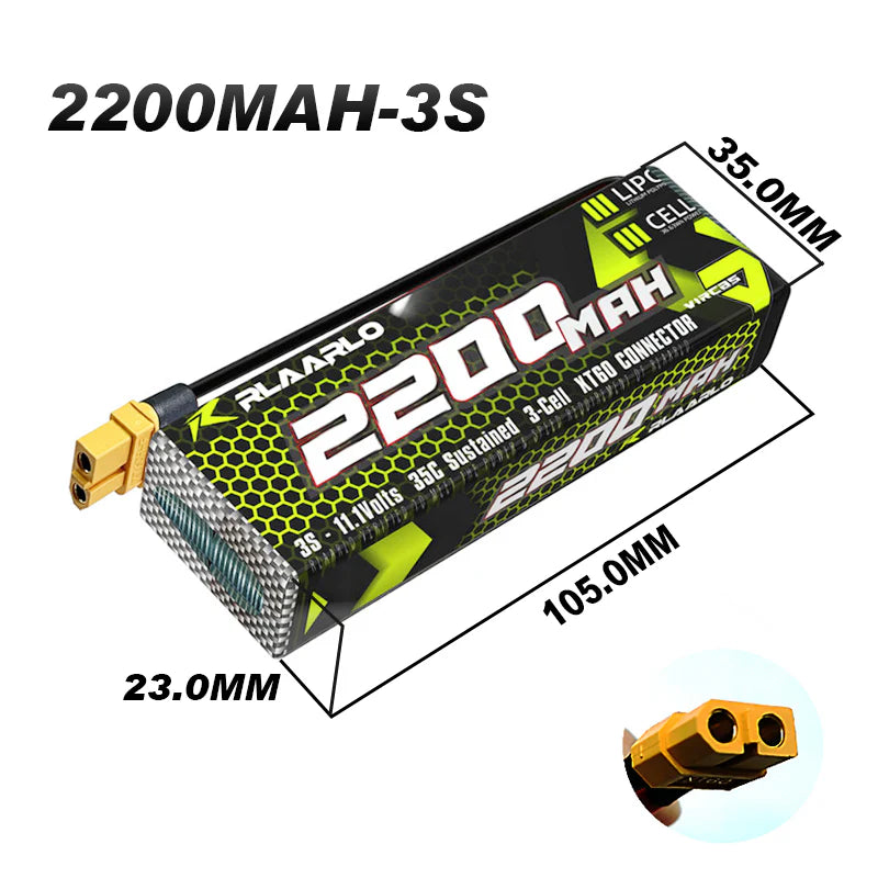 LIPO BATTERY 11.1V  3S 2200MAH WITH XT60 PLUG CONNECTOR