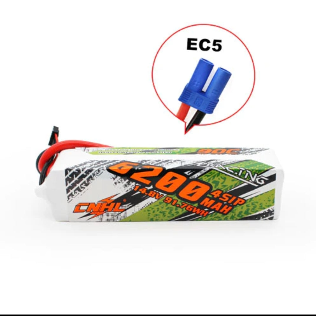 14.8V 4S 6200Mah 90C Lipo Battery with EC5 Plug