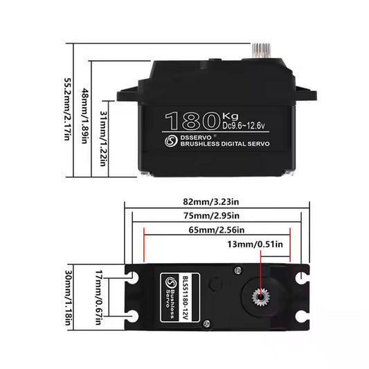 BLS51180 180KG Metal Gear Brushless Digital Servo Motor 180°