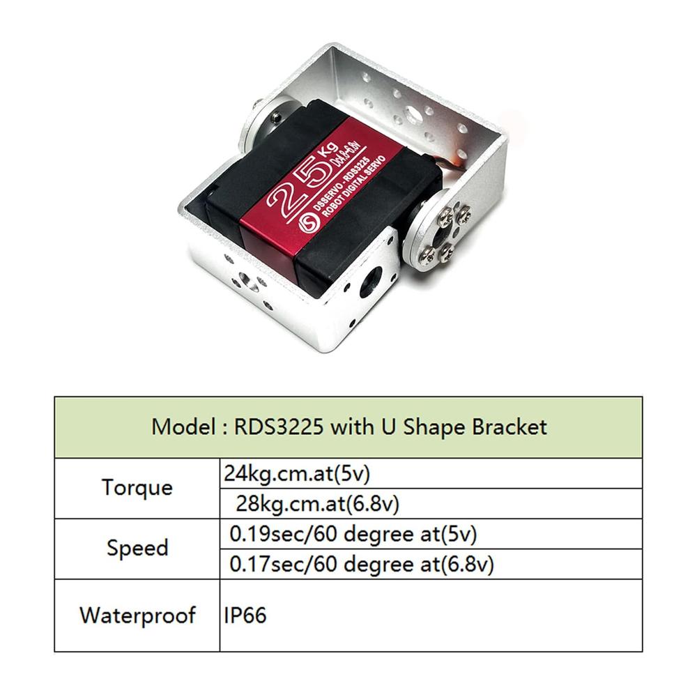 RDS3225 25KG High Torque Digital Servo 180° Metal Gear Dual Shaft