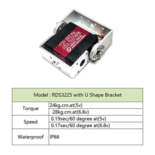 RDS3225 25KG High Torque Digital Servo 180° Metal Gear Dual Shaft