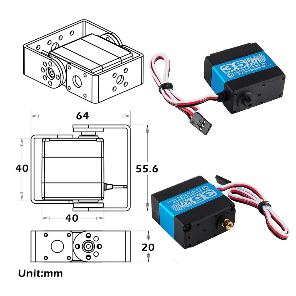 RDS3235 35KG High Torque Digital Servo 270° Metal Gear Dual Shaft