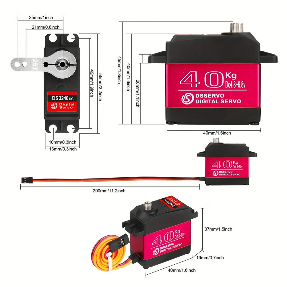 DS3240MG 40KG Metal Gear Digital Servo Motor – 180° High Torque