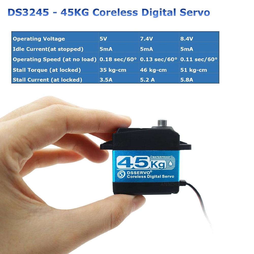 DS3245SG 45KG Metal Gear Coreless Digital Servo Motor 180°