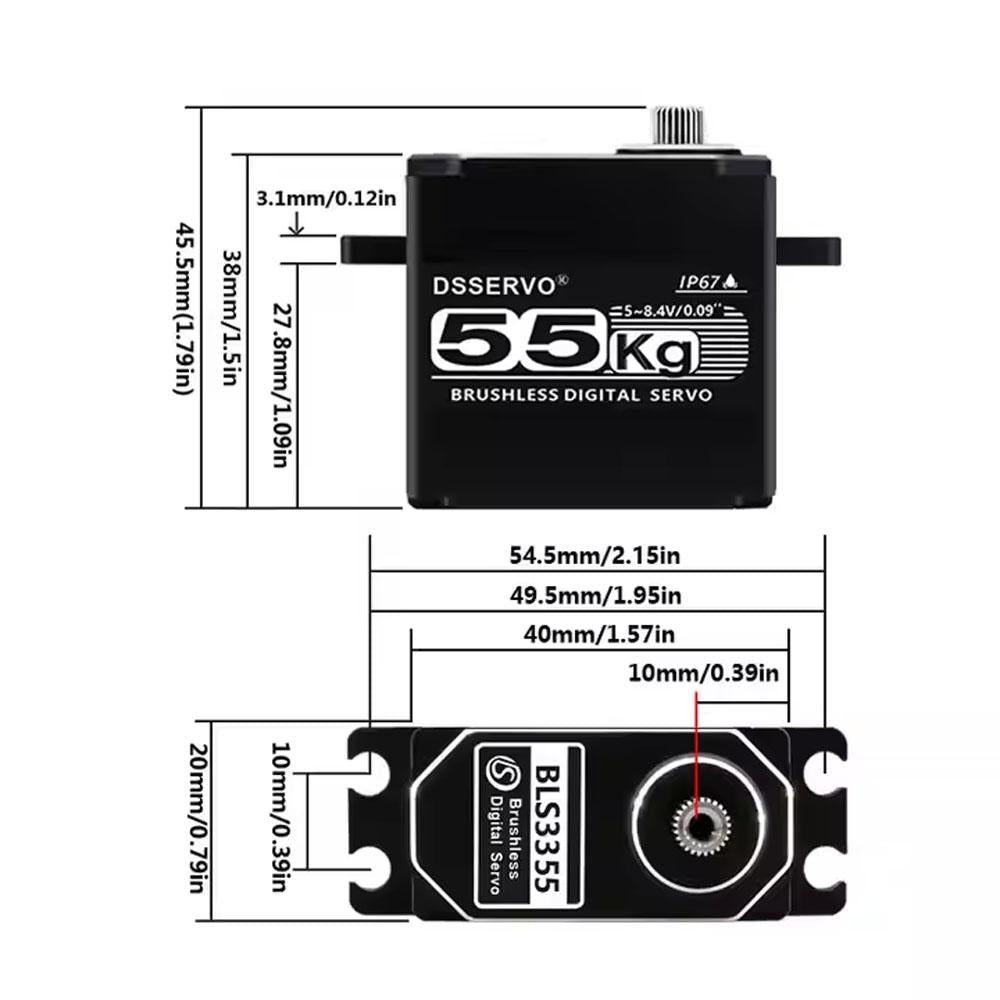 BLS3355 55KG Metal Gear Brushless Digital Servo Motor 270°