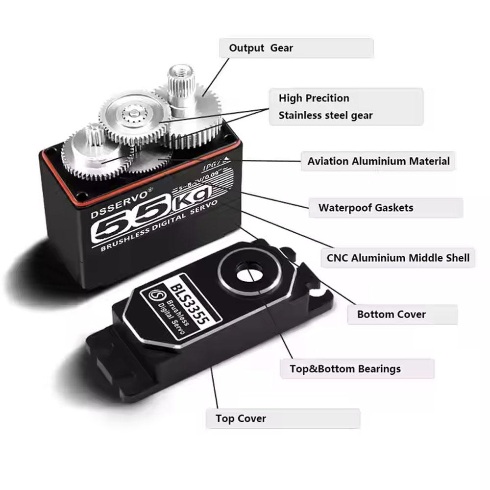BLS3355 55KG Metal Gear Brushless Digital Servo Motor 270°
