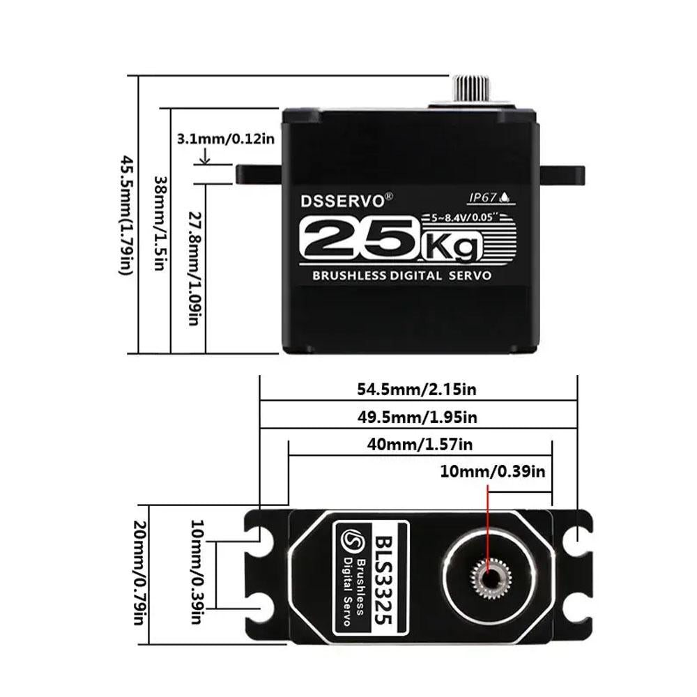 BLS3225 25KG Metal Gear Brushless Digital Servo Motor 180°