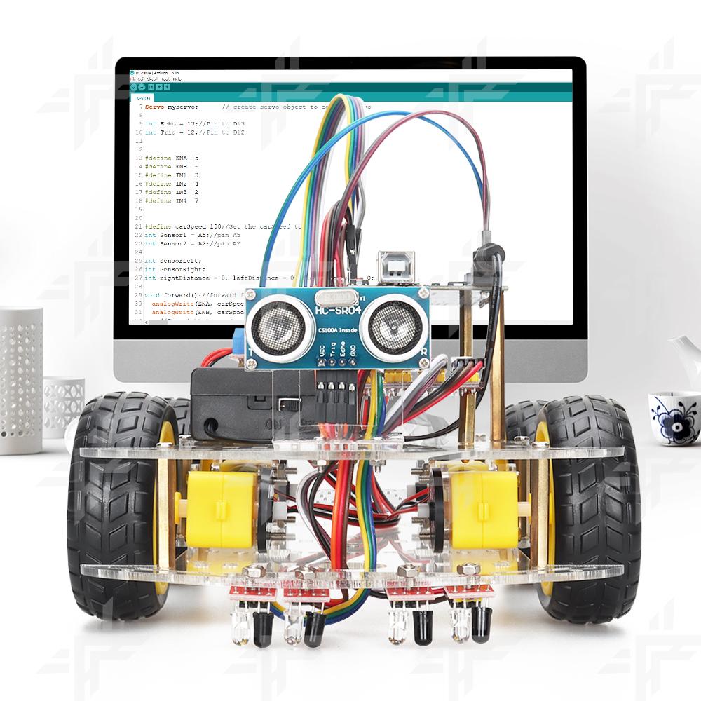 4WD Obstacle Avoiding Arduino Smart Robot Car Kit with Programming Code