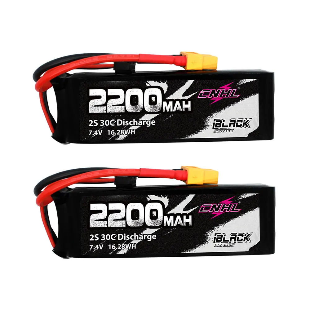 CNHL Black Series 2200mAh 7.4V 2S 30C Lipo Battery with XT60