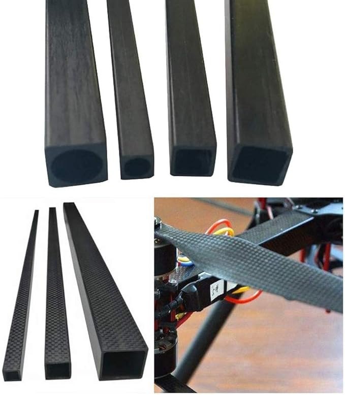 Square Carbon Fibre Tube 3mm x 1000mm Pack of 2Pc