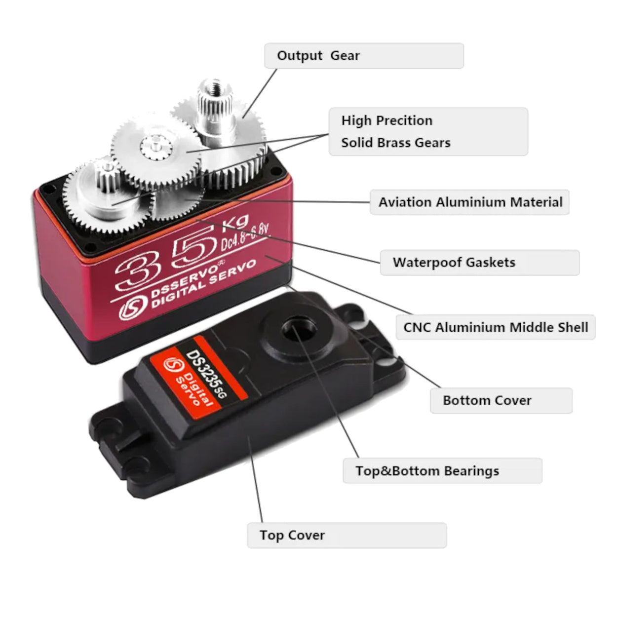 DS3235 High Torque Digital Servo 35KG 180 Degree Metal Gear