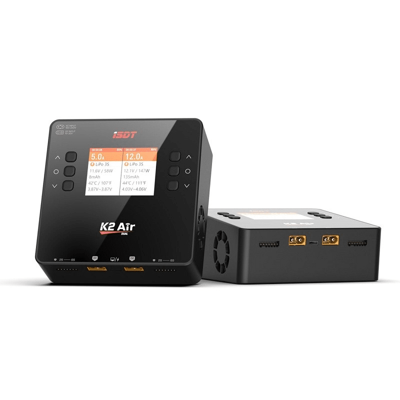 ISDT K2 Air 2×200W AC / 2×500W DC Wireless Dual Charger | 20A × 2 | 1–6S LiPo / LiFe / LiHV