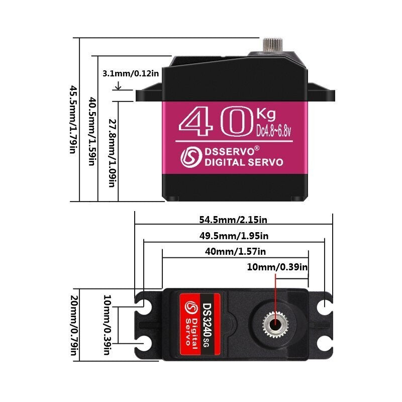 DS3240 High Torque Digital Servo 40KG 180 Degree Metal Gear