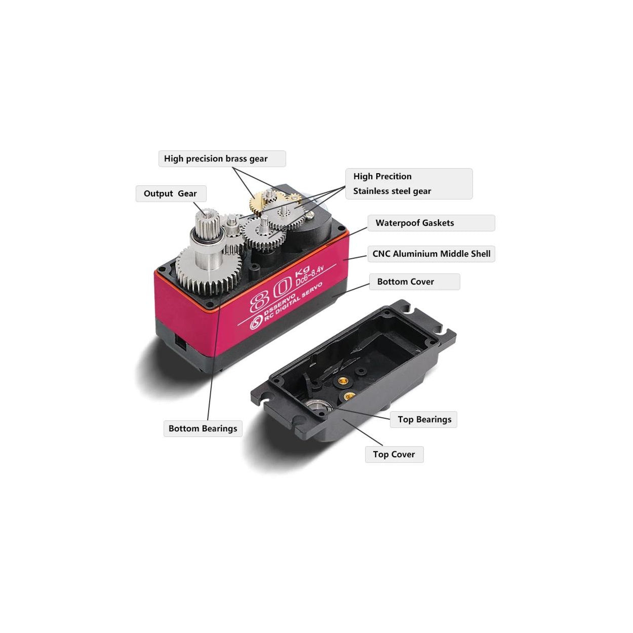 DS5180 High Torque Digital Servo 80KG 180 Degree Metal Gear