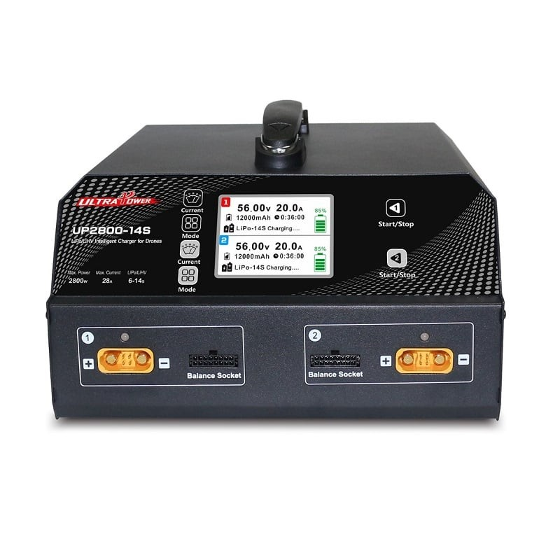 Ultra Power UP2800-14S 2x1400W 28A 6-14S LiPo / LiHV UAV Drone Battery Charger